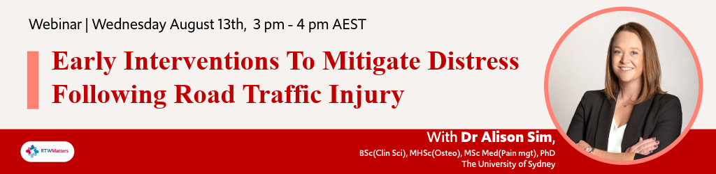 Early Interventions To Mitigate Distress Following Road Traffic Injury